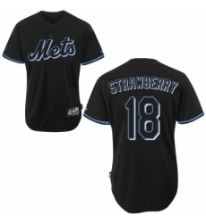 Men's Majestic New York Mets #18 Darryl Strawberry Authentic Black Fashion MLB Jersey