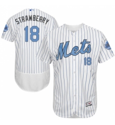 Men's Majestic New York Mets #18 Darryl Strawberry Authentic White 2016 Father's Day Fashion Flex Base MLB Jersey