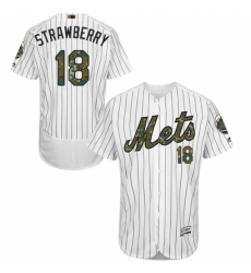 Men's Majestic New York Mets #18 Darryl Strawberry Authentic White 2016 Memorial Day Fashion Flex Base MLB Jersey