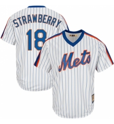 Men's Majestic New York Mets #18 Darryl Strawberry Authentic White Cooperstown MLB Jersey