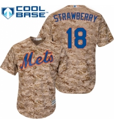 Men's Majestic New York Mets #18 Darryl Strawberry Replica Camo Alternate Cool Base MLB Jersey