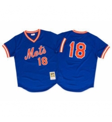 Men's Mitchell and Ness 1986 New York Mets #18 Darryl Strawberry Replica Royal Blue Throwback MLB Jersey