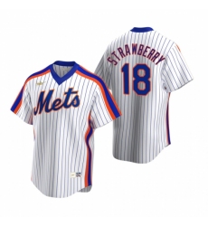 Men's Nike New York Mets #18 Darryl Strawberry White Cooperstown Collection Home Stitched Baseball Jersey