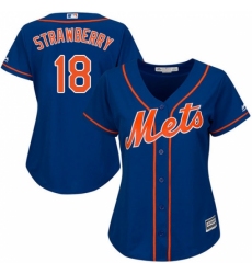 Women's Majestic New York Mets #18 Darryl Strawberry Replica Royal Blue Alternate Home Cool Base MLB Jersey