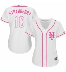 Women's Majestic New York Mets #18 Darryl Strawberry Replica White Fashion Cool Base MLB Jersey
