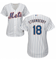 Women's Majestic New York Mets #18 Darryl Strawberry Replica White Home Cool Base MLB Jersey