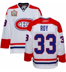 Men's Reebok Montreal Canadiens #33 Patrick Roy Authentic White Heritage Classic Style NHL Jersey