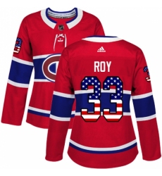 Women's Adidas Montreal Canadiens #33 Patrick Roy Authentic Red USA Flag Fashion NHL Jersey
