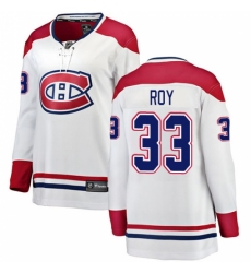 Women's Montreal Canadiens #33 Patrick Roy Authentic White Away Fanatics Branded Breakaway NHL Jersey