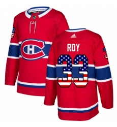 Youth Adidas Montreal Canadiens #33 Patrick Roy Authentic Red USA Flag Fashion NHL Jersey