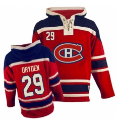 Men's Old Time Hockey Montreal Canadiens #29 Ken Dryden Authentic Red Sawyer Hooded Sweatshirt NHL Jersey