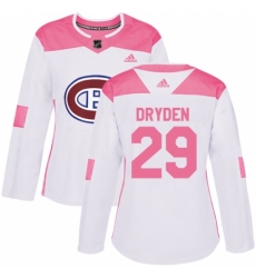 Women's Adidas Montreal Canadiens #29 Ken Dryden Authentic White/Pink Fashion NHL Jersey