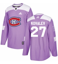 Men's Adidas Montreal Canadiens #27 Alexei Kovalev Authentic Purple Fights Cancer Practice NHL Jersey