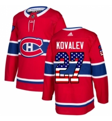 Men's Adidas Montreal Canadiens #27 Alexei Kovalev Authentic Red USA Flag Fashion NHL Jersey