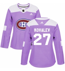 Women's Adidas Montreal Canadiens #27 Alexei Kovalev Authentic Purple Fights Cancer Practice NHL Jersey