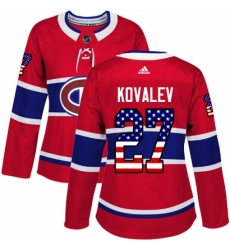 Women's Adidas Montreal Canadiens #27 Alexei Kovalev Authentic Red USA Flag Fashion NHL Jersey