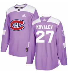 Youth Adidas Montreal Canadiens #27 Alexei Kovalev Authentic Purple Fights Cancer Practice NHL Jersey