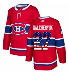 Men's Adidas Montreal Canadiens #27 Alex Galchenyuk Authentic Red USA Flag Fashion NHL Jersey