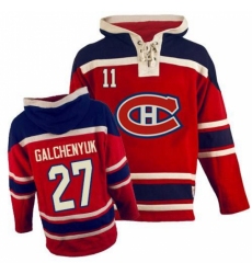 Men's Old Time Hockey Montreal Canadiens #27 Alex Galchenyuk Premier Red Sawyer Hooded Sweatshirt NHL Jersey