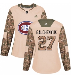 Women's Adidas Montreal Canadiens #27 Alex Galchenyuk Authentic Camo Veterans Day Practice NHL Jersey