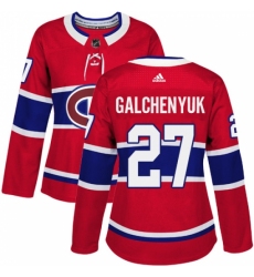 Women's Adidas Montreal Canadiens #27 Alex Galchenyuk Authentic Red Home NHL Jersey