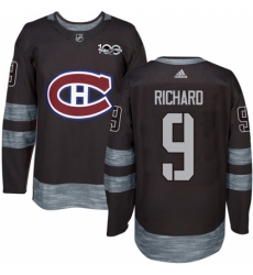 Men's Adidas Montreal Canadiens #9 Maurice Richard Authentic Black 1917-2017 100th Anniversary NHL Jersey