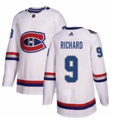 Men's Adidas Montreal Canadiens #9 Maurice Richard Authentic White 2017 100 Classic NHL Jersey