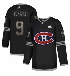 Men's Adidas Montreal Canadiens #9 Maurice Richard Black Authentic Classic Stitched NHL Jersey
