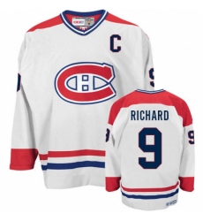 Men's CCM Montreal Canadiens #9 Maurice Richard Premier White CH Throwback NHL Jersey