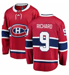 Men's Montreal Canadiens #9 Maurice Richard Authentic Red Home Fanatics Branded Breakaway NHL Jersey