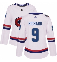 Women's Adidas Montreal Canadiens #9 Maurice Richard Authentic White 2017 100 Classic NHL Jersey