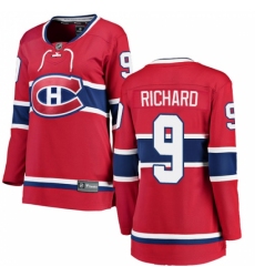 Women's Montreal Canadiens #9 Maurice Richard Authentic Red Home Fanatics Branded Breakaway NHL Jersey