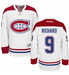 Women's Reebok Montreal Canadiens #9 Maurice Richard Authentic White Away NHL Jersey