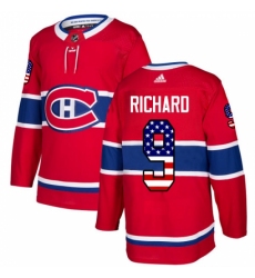 Youth Adidas Montreal Canadiens #9 Maurice Richard Authentic Red USA Flag Fashion NHL Jersey