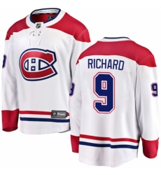 Youth Montreal Canadiens #9 Maurice Richard Authentic White Away Fanatics Branded Breakaway NHL Jersey