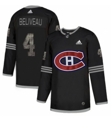 Men's Adidas Montreal Canadiens #4 Jean Beliveau Black Authentic Classic Stitched NHL Jersey