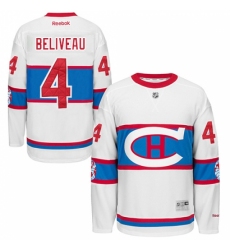 Men's Reebok Montreal Canadiens #4 Jean Beliveau Authentic White 2016 Winter Classic NHL Jersey