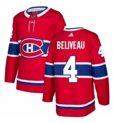Youth Adidas Montreal Canadiens #4 Jean Beliveau Authentic Red Home NHL Jersey