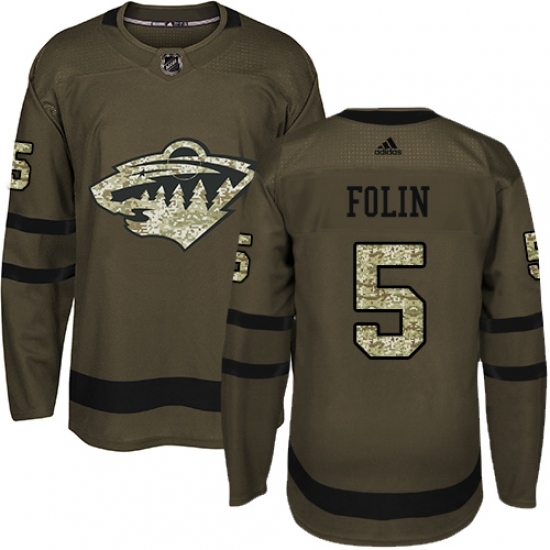 Adidas Minnesota Wild #5 Christian Folin Green Salute to Service Stitched NHL Jersey Adidas Minnesota Wild #5 Christian Folin Green Salute to Service Stitched NHL Jersey