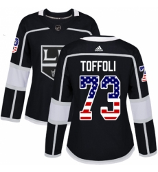 Women's Adidas Los Angeles Kings #73 Tyler Toffoli Authentic Black USA Flag Fashion NHL Jersey