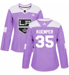Women's Adidas Los Angeles Kings #35 Darcy Kuemper Authentic Purple Fights Cancer Practice NHL Jersey