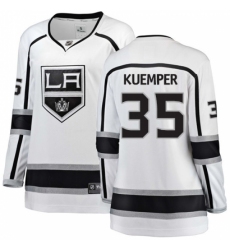 Women's Los Angeles Kings #35 Darcy Kuemper Authentic White Away Fanatics Branded Breakaway NHL Jersey