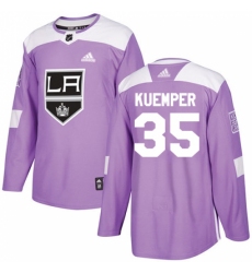 Youth Adidas Los Angeles Kings #35 Darcy Kuemper Authentic Purple Fights Cancer Practice NHL Jersey