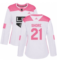 Women's Adidas Los Angeles Kings #21 Nick Shore Authentic White/Pink Fashion NHL Jersey