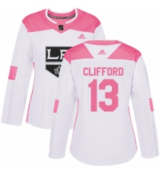 Women's Adidas Los Angeles Kings #13 Kyle Clifford Authentic White/Pink Fashion NHL Jersey