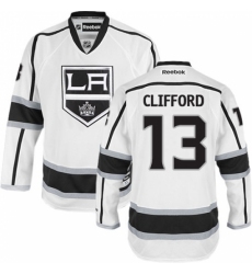 Women's Reebok Los Angeles Kings #13 Kyle Clifford Authentic White Away NHL Jersey