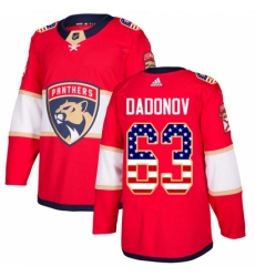 Men's Adidas Florida Panthers #63 Evgenii Dadonov Authentic Red USA Flag Fashion NHL Jersey