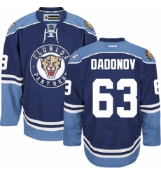 Men's Reebok Florida Panthers #63 Evgenii Dadonov Authentic Navy Blue Third NHL Jersey