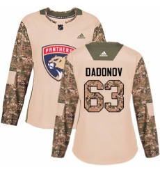 Women's Adidas Florida Panthers #63 Evgenii Dadonov Authentic Camo Veterans Day Practice NHL Jersey