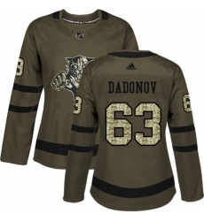 Women's Adidas Florida Panthers #63 Evgenii Dadonov Authentic Green Salute to Service NHL Jersey